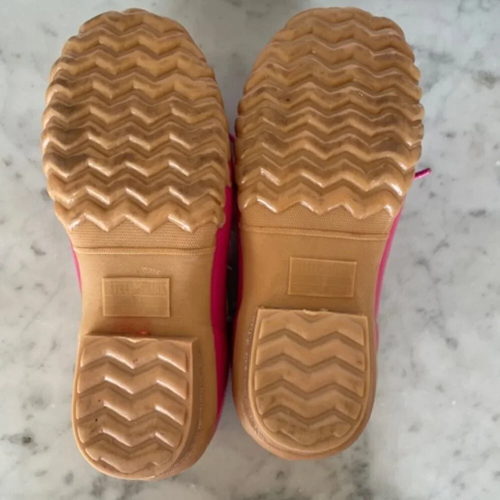 SPERRY TOP SIDER Duckie Pink Plaid Steel Shank Rain Shoes Girl 13M